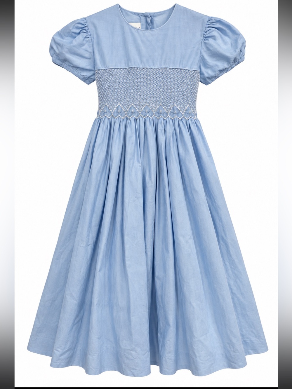 Vintage Strasburg Girls 10Y Blue 100% Cotton Smocked Heirloom Dress